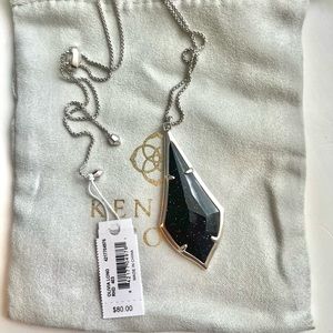 NWT Kendra Scott Olivia Long Necklace, Navy Blue Goldstone
